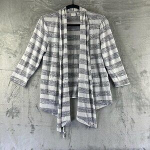 New York & Company Women's Grey and White Cardigan